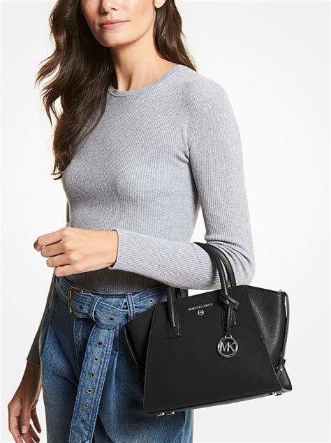 michael kors avril small leather top-zip satchel handbag|MICHAEL Michael Kors Avril Small Top Zip Leather .